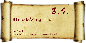 Bleszkány Iza névjegykártya
